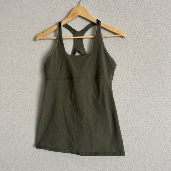 Rare Lululemon Satnam Tank Olive Green Tank Top Size 10 - Picture 4 of 10